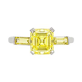 J.E. Caldwell & Co Platinum, Fancy Vivid Yellow Diamond and Diamond Ring