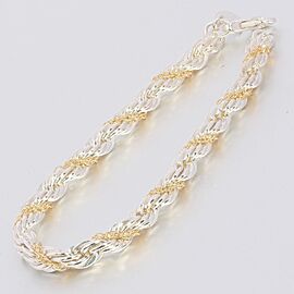 TIFFANY & Co 925 Silver/18K Gold vintage Twist Chain Combi Ble Rubbed T Bangle