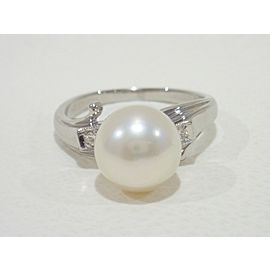 Vintage MIKIMOTO platinum/diamonds akoya pearl Ring