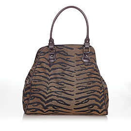 Fendi Zebra Print Canvas Handbag