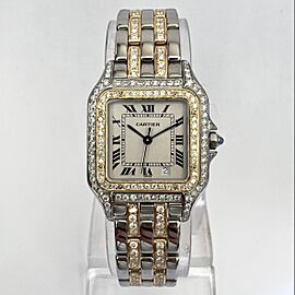 CARTIER PANTHERE 27mm 2 Row Gold Quartz DIAMOND Watch