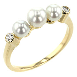 MIKIMOTO 18k Yellow Gold Pearl 3P about 3.5mm-5mm Ring LXGBKT-1107