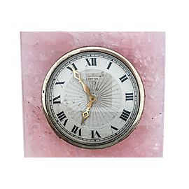 Cartier, Art Deco Rose Quartz Desk Clock