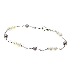 TASAKI 18K White Gold Tansui Pearl Station Bracelet QJLXG-164