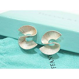 Tiffany & Co 925 Silver Swirl Twirl Fan Ribbon Earrings