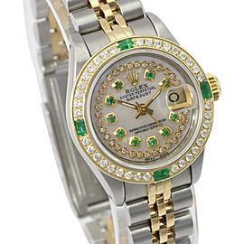 White Mop Lady Datejust Emerald Dial Diamond Bezel 26mm-quickset Watch