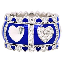 Diamond and Blue Enamel White Gold Ring 18 Karat with 1.03 Carat in Diamonds