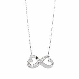 Tiffany & Co 18K white Gold Loving Heart Diamond Necklace G0046