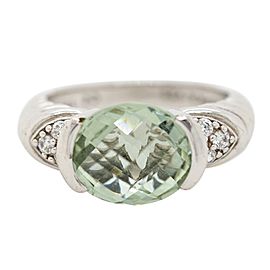 Judith Ripka Silver CZ and Green Stone Ring