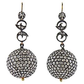 Rose Cut Diamond Silver Gold Ball Drop Earrings