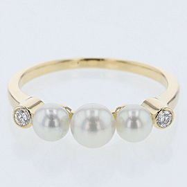 MIKIMOTO 18k Yellow Gold Pearl 3P Ring LXGBKT-918