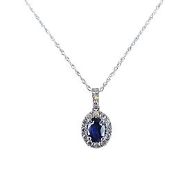 14K White Gold Sapphire and Diamond Necklace