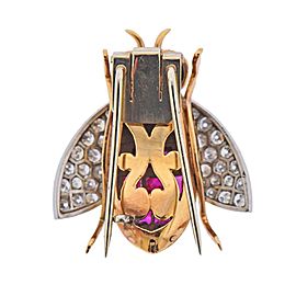 Fontana Ruby Damond Platinum Gold Insect Brooch Pin