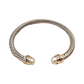 David Yurman Cable Classic Sterling Silver & 14K Yellow Gold with Pearl Bracelet