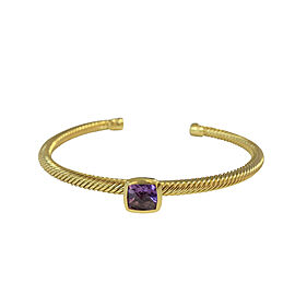 David Yurman Yellow Gold Cable Bracelet with Amethyst