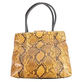 Carlos Falchi Fatto A Mano 1cfty929 Brown Python Skin Leather Tote