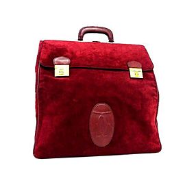 Cartier Attache Or Carry-on 239791 Bordeaux Suede × Leather Satchel