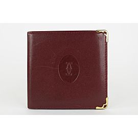 Cartier Men's Bordeaux Leather Bifold Wallet 10ct1230