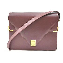 Cartier Bordeaux Leather Crossbody Flap Bag 863243