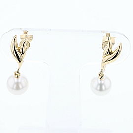 MIKIMOTO 18k Yellow Gold 2P Pearl Earrings LXGBKT-711