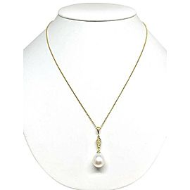 Diamond South Sea Pearl Necklace 12.77 mm 14k Gold Italy Certified $1,290 816015