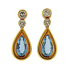 Aquamarine Diamond Gold Drop Earrings