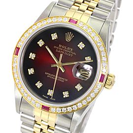 Red Vignette Datejust Two-tone Dial Diamond Bezel 36mm Watch