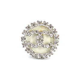 CHANEL Silver Coco Rhinestone Ring