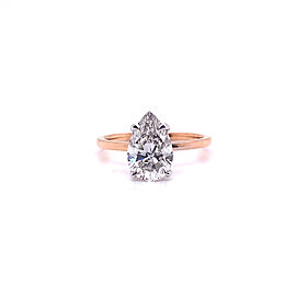 True 2 Carat Pear Shaped Lab Grown Diamond Engagement Ring Rose Gold IGI Certified