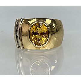 14K Yellow Gold Oval Shaped Yellow Sapphire Diamond Ring