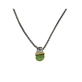 DAVID YURMAN Sterling Silver and Jade Stone Acorn Pendant Necklace