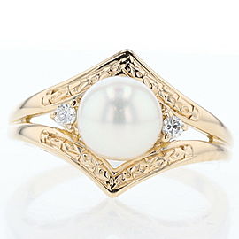 TASAKI 18k Pink Gold 2P Diamond Pearl Ring LXGBKT-776