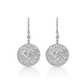 Emilia Carat Combined Mixed Shape Diamond Drop Earrings in 14 Karat White Gold