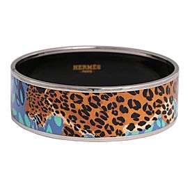 Hermès Multicolor Leopard Print Enamel Wide Bangle