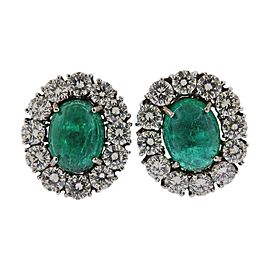 12 Carat Emerald Cabochon Diamond Gold Cocktail Earrings