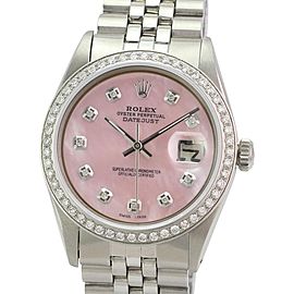 Pink Mop Datejust Ss Diamond Dial Diamond Bezel Approx 1.15ctw Watch