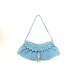 Céline Blue Suede Fish Charm Fringe Bag 33cel115