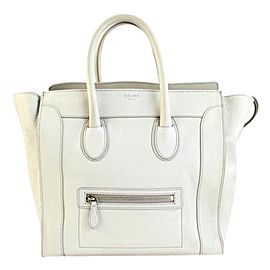 Céline Luggage Mini 7cety72817 White Leather Tote