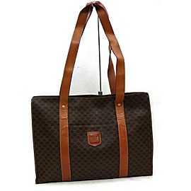 Céline Macadam 872305 Monogram Shopper Tote Brown Coated Canvas Shoulder Bag