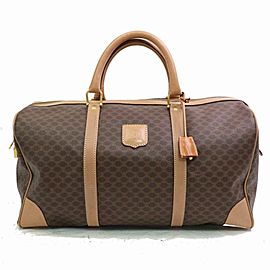 Céline Macadam Boston Duffle Monogram with Lock Key Set 870632 Brown Coated Canvas Weekend/Travel Bag