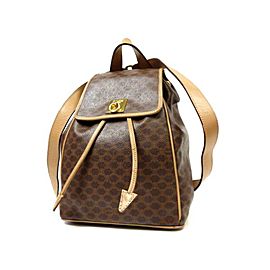 Céline Macadam Monogram 226343 Brown Coated Canvas Backpack