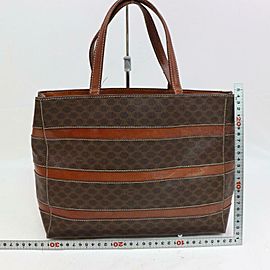 Céline Macadam Monogram Zip 870610 Brown Coated Canvas Tote