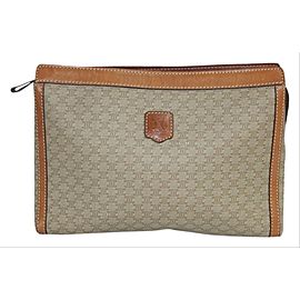 Céline Macadam Monogram Zip Pouch 5cej930 Tan Coated Canvas Clutch