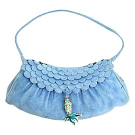 Céline Suede Fish Fringe 95cel902 Blue Satchel