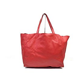 Céline Red Leather Horiontal Cabas Tote Bag 863150