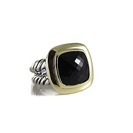 David Yurman Sterling Silver and 18K Yellow Gold Black Onyx Albion Ring Size 5