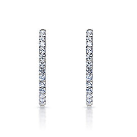 True 13 Carat Round Brilliant Diamond Hoops Earrings in 14k White Gold