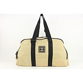 Chanel Large Beige CC Logo Sports Duffle Travel Boston Gym Bag 115c12