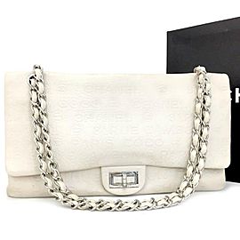 Chanel 2.55 Reissue Double Flap Cambon Embossed Ivory 31 Rue Jumbo Classic 870540 Off-white Leather Shoulder Bag