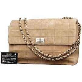 Chanel 2.55 Reissue Quilted Chocolate Bar Jumbo Flap 231371 Brown Suede Leather Shoulder Bag